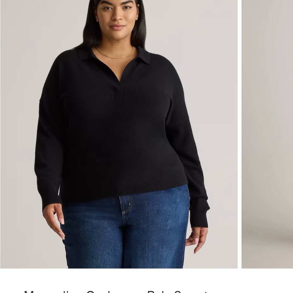 Black Collared V-Neck Pullover Sweater - Women